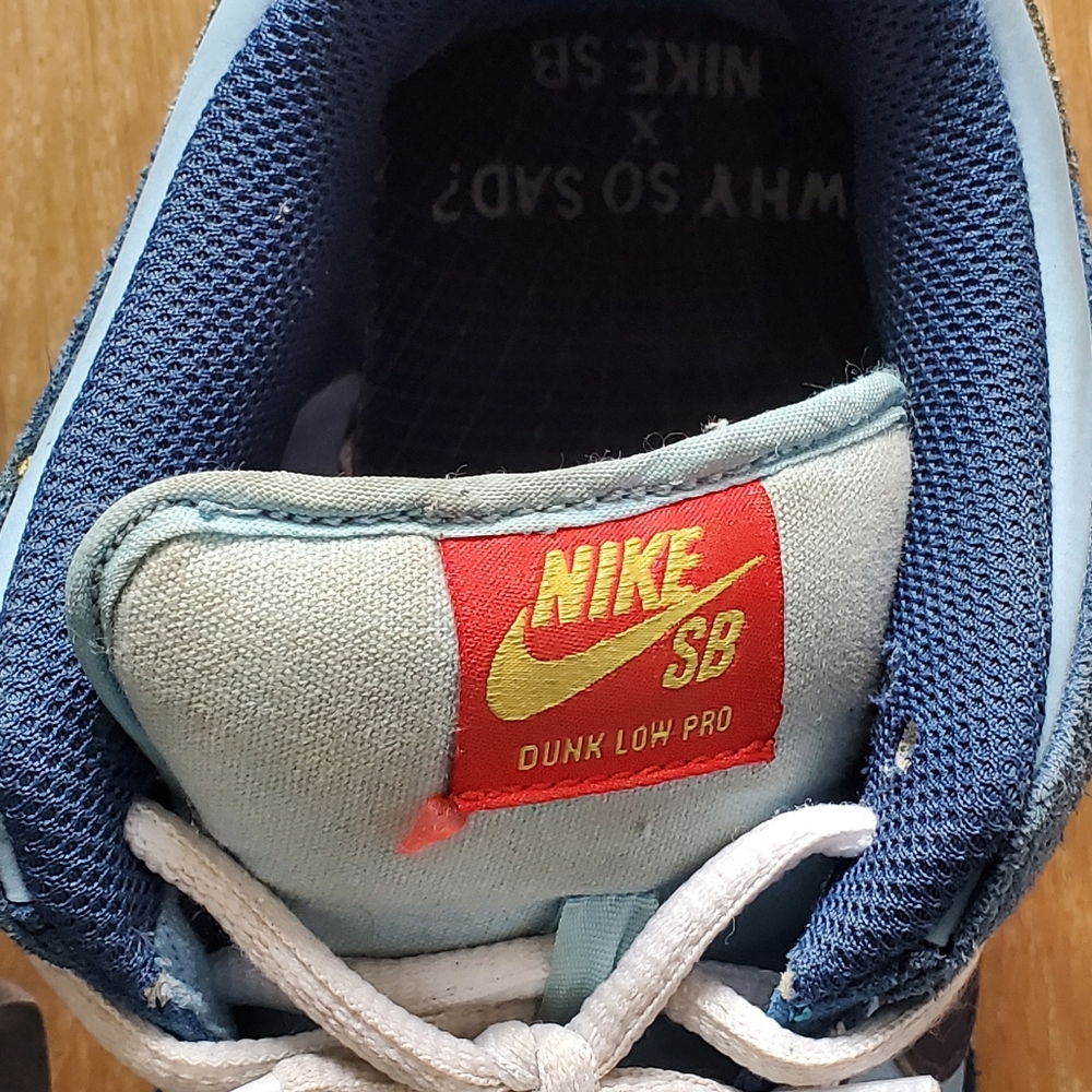Nike SB Dunk Low Why So Sad Size 10 DX5549-400 Sneakers Shoes Blue NO BOX - Picture 5 of 12